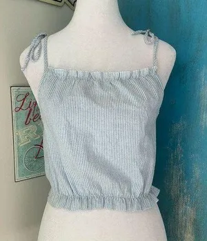 Brandy Melville John Galt Blue Striped Tank Top thumbnail 1