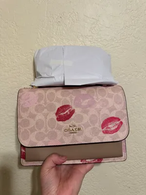 Coach Klare Crossbody Bag Signature Canvas & Leather With Lips Print CZ947 thumbnail 3