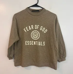 Fear of God University Essentials Tan Crewneck Long Sleeve Cotton Shirt Size 8 thumbnail 1