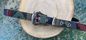 Vintage Elite western cowgirl fabric beaded belt, size medium thumbnail 1