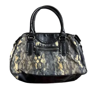 Vintage Y2K Etienne Aigner Satchel Bag Purse Black‎ Snakeskin Fabric/Leather thumbnail 1