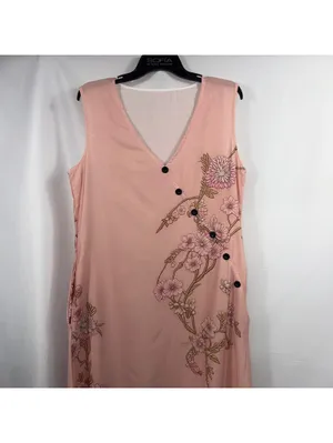 Women’s Blush Pink Floral Sleeveless Faux Wrap Maxi Dress Size Medium thumbnail 2