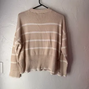 Sincerely Jules Striped Crew Neck Sweater Beige White Cotton M Minimalist‎ thumbnail 5