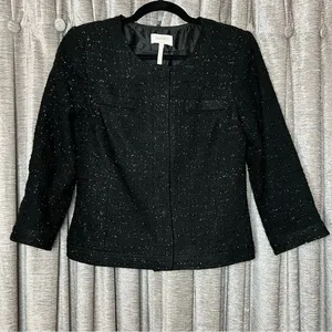Laundry by Shelli Segal Black Metallic Tweed Blazer thumbnail 1