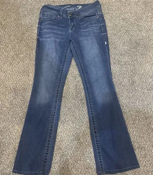 Seven7 Womens Blue Boot Cut Jeans Size 8 Mid Rise Medium‎ Wash Sequin Y2K thumbnail 1