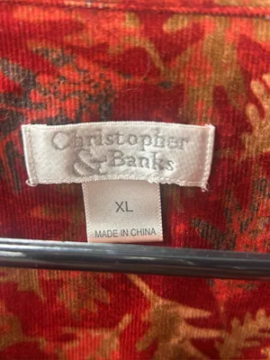 Christopher & Banks Autumn Inspired Print Corduroy Jacket: XL thumbnail 4