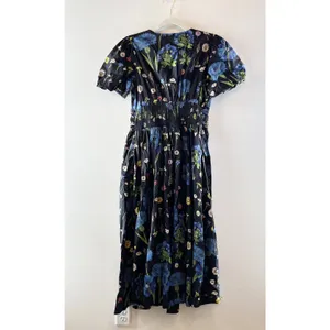 Anthropologie The Katerina Button Front Floral Short Sleeve Midi Dress Blue S thumbnail 5