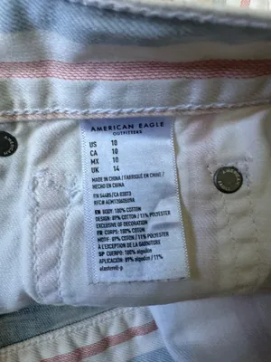 American Eagle Pastel Stripe Patch pocket Denim Mom Shorts~10 thumbnail 5