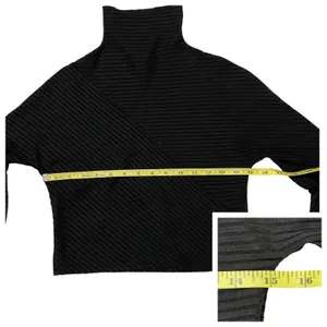 Zara W & B Cropped Mockneck Long Sleeve Tee - Black - Medium thumbnail 6