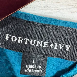 Fortune + Ivy Cutout Back Tie Eyelet Trim Blouse Teal‎ Blue Size Large thumbnail 10