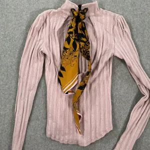 Free People Party in the Back Top Women's XS Purple Ribbed Long Sleeve Tie Back thumbnail 1