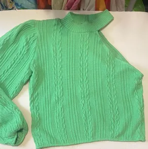 Zara Mint Green Cable Knit Turtleneck Sweater thumbnail 1