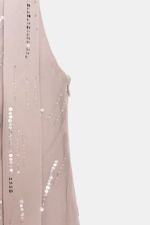 BNWT Zara Stone Grey Sequin Beaded Foulard Scarf Mini Dress thumbnail 7