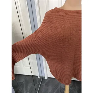 Free People Beach Women's Pullover Sweater Size XS Rust Brown Dolman‎ Ribbed thumbnail 3