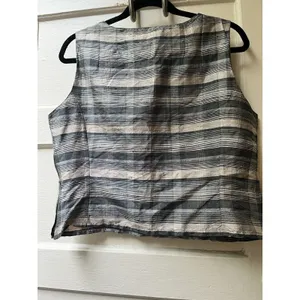 Vtg French Connection Top 12 Silk Striped Earthy Sleeveless Boho Celestial Earth thumbnail 2
