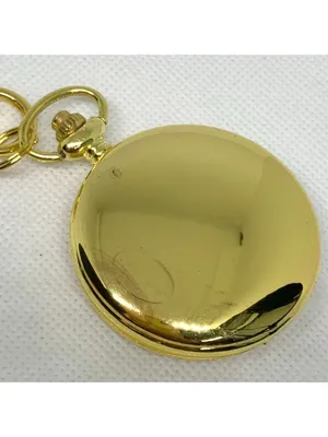 joy & iman Women’s gold tone pocket watch black dial Quartz analog 46mm running thumbnail 5