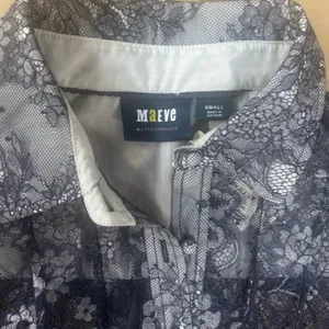 Anthropologie Maeve Black Lace Button Down Blouse. Size Small thumbnail 5