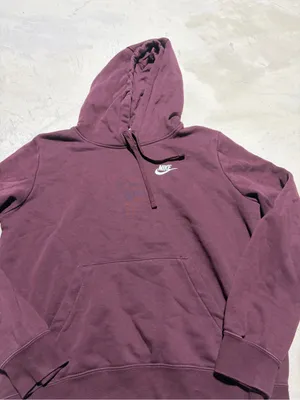 Nike Burgundy Pullover Hoodie with White Logo medium thumbnail 2
