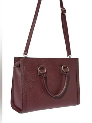 JustFab Bradley Satchel Plum Handbag 👜 thumbnail 3