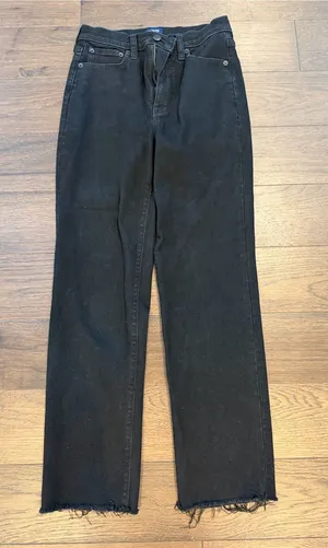 J. Crew Stovepipe Jeans Washed Black Raw Hem Straight Leg Size 25 - P33 thumbnail 1