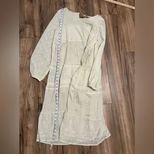 Free People Gemma Eyelet Lace Midi Dress XS Cream Cottage Core Prairie Romantic thumbnail 14