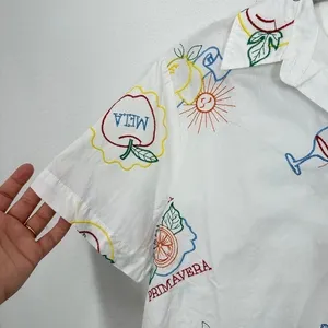 Jane‎ and Delancey White Embroidered Fruit Wine Sun Button Up Shirt Beachy Vacay thumbnail 7