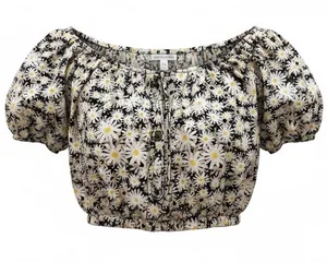 Lily Rose size XL Daisy print crop top NWOT Off the shoulder elastic waist thumbnail 1