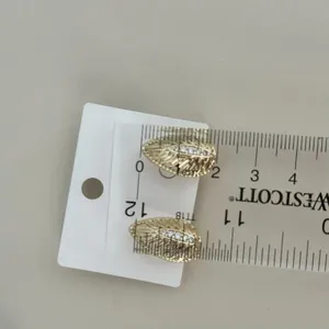 14K Gold Plated High Quality Women's Earring Stud Leaf Cubic Zirconia thumbnail 6