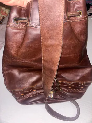 CARTUJANO de ESPANA VINTAGE DARK BROWN LEATHER DRAWSTRING BUCKET BAG thumbnail 13