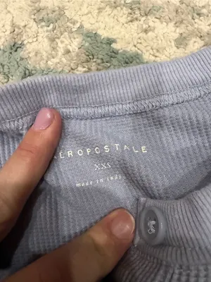 Aéropostale Oversized Cropped Henley Top Blue XXS 21” Pit to Pit thumbnail 3