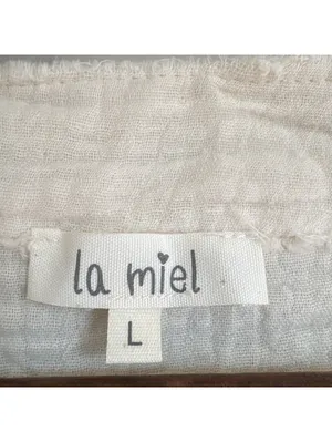 La Miel Womens Large Cream White Gauze Cotton Raw Hem Button Front Tunic Dress thumbnail 3