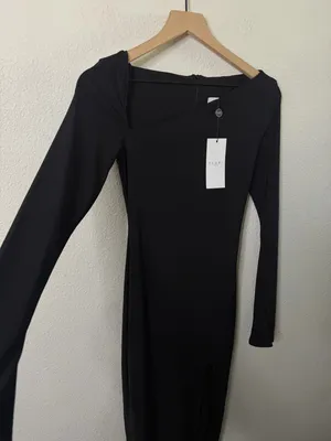 NWT Club L London‎ COSMOS Black Asymmetric Long Sleeve Split Maxi Dress Size 4 thumbnail 7