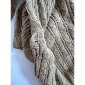 Banana Republic Camel Brown Cable Knit V-Neck Angora Cotton Sweater XL RN54023 thumbnail 6