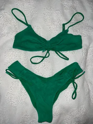 Blackbough Terry Cloth Green Bikini thumbnail 1