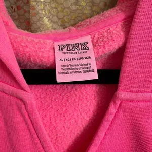PINK Victorias Secret Cinched Crop Hoodie‎ & Sweatpants Atomic Pink Set L/XL thumbnail 4