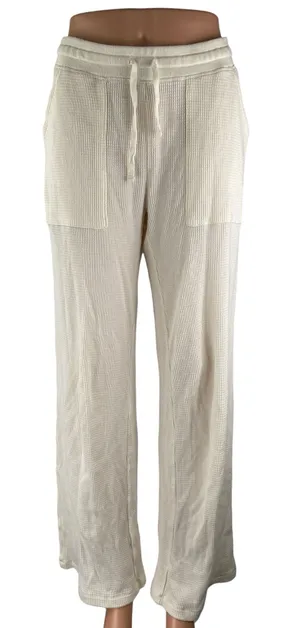 Aritzia Tna Womens White High Rize Palazzo Wide Leg Beach Lounge Trouser Pants S thumbnail 1