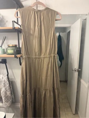 Lands' End Sleeveless Olive Maxi Dress thumbnail 3