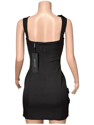 ELLIATT Trompe Floral Appliqués Mini Dress, Black, Medium thumbnail 8