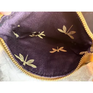 Handmade Olive Mustard Velvet Shoulder Bag Dragonfly Lining Boho Artisan thumbnail 2