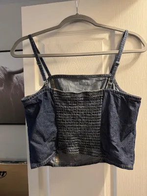 a.n.a Dark Blue Denim Crop Tank thumbnail 2