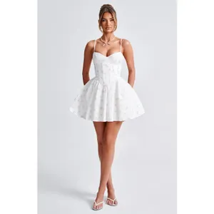 NWT Babyboo Analeigh White Multi Floral Corset Fit & Flare Mini Dress Size Small thumbnail 4