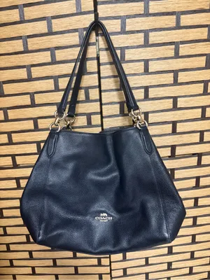 Coach Hallie black pebbled leather shoulder bag thumbnail 1