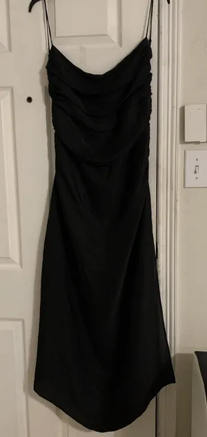 Zara dress black satin backless size L/XL maxi thumbnail 1