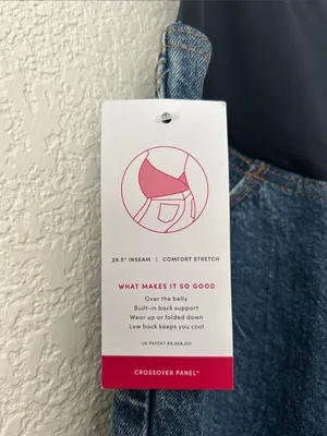 Isabel 90s Straight Size 6 Maternity Blue Denim Jeans with Navy Belly Panel thumbnail 3