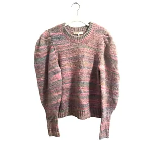 LoveShackFancy Aquarius Pullover Chunky Knit Sweater Pink Cloud Puff Sleeve sz M thumbnail 3