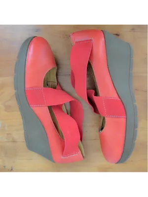 Bussola Zummia Elastic Strappy Red Leather Wedges 39 thumbnail 5