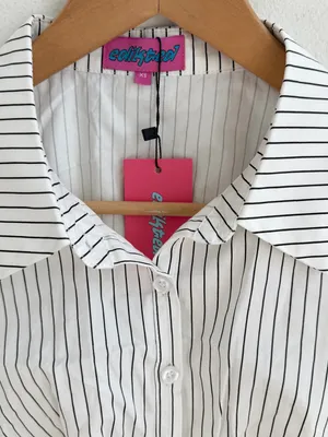 Edikted Striped Button Front Corset Shirt Top Black White XS NWT thumbnail 2