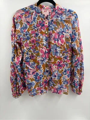 Banjanan Tuckernuck Ella Flora Floral Button-boho Front summer Blouse Shirt xs thumbnail 2