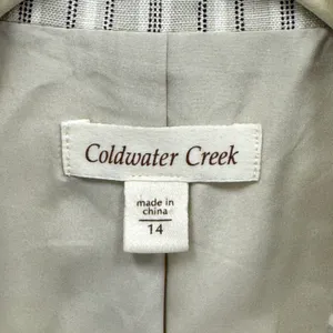 Coldwater Creek Cream Striped Mixed Media Button Front Blazer‎ Jacket Women's 14 thumbnail 8