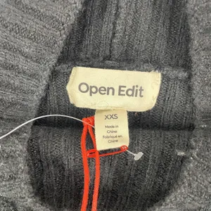 Open Edit‎ Sweater Womens XXS Black Mock Neck Ribbed Chunky-Knit Pullover thumbnail 3